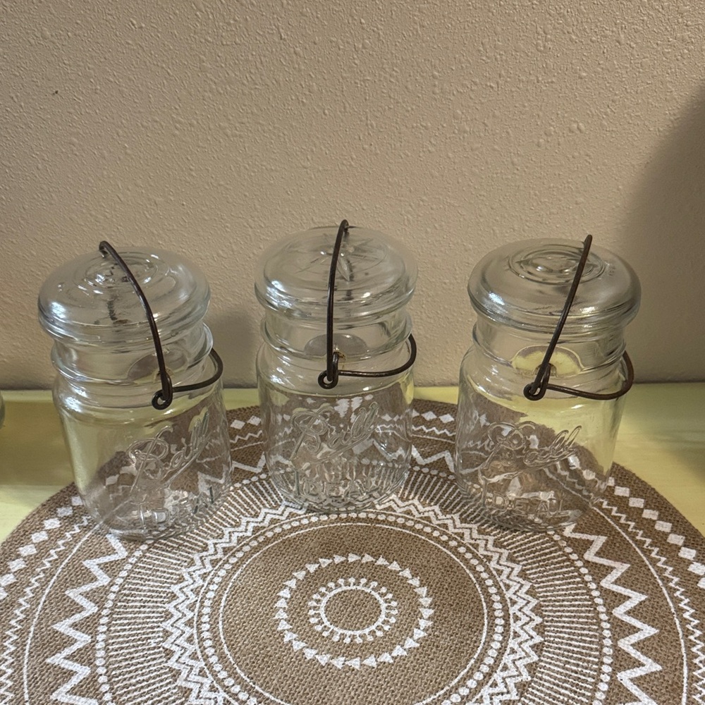 VTG Set of Three Clear Ball Ideal Glass Jars with Lids